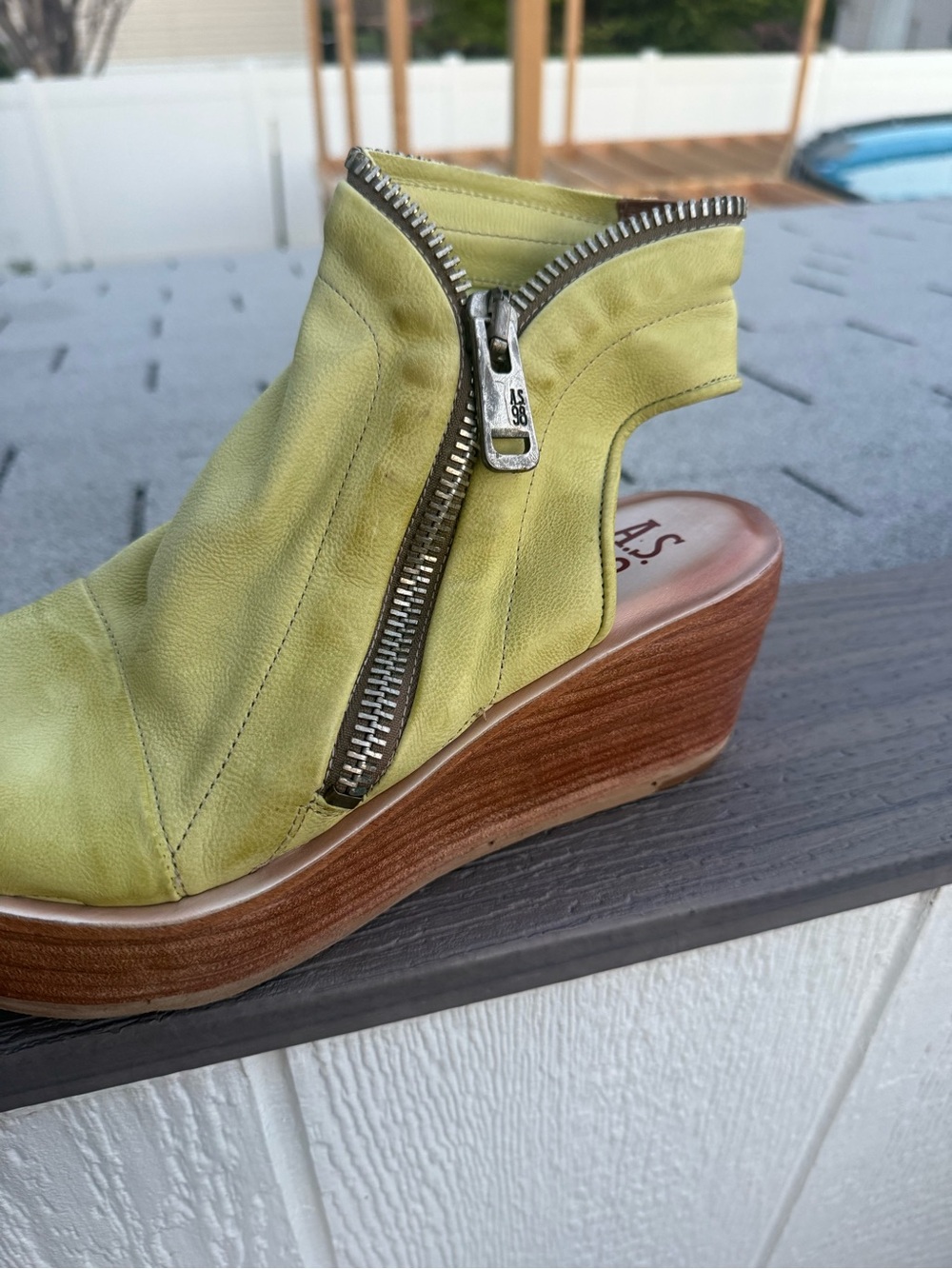 A.S.98 Yellow Open-Toe Zip Wedge Sandals - Picture 8 of 16